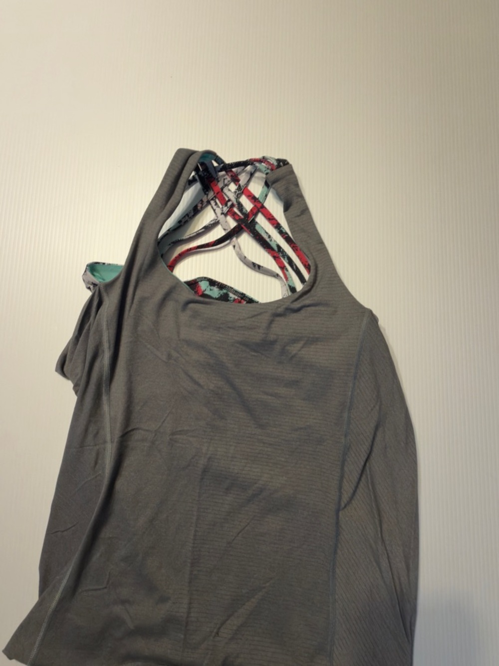 lululemon athletica Gray Tank with Colorful Strappy Back